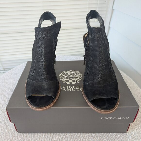 Vince Camuto Black Slingback Open-Toe Booties - Size 10M - Picture 6 of 12